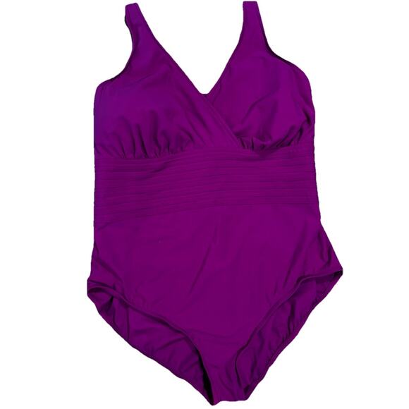 Aqua green Fushia One Piece Swimsuit Slimming Waist Adjustable Straps MSRP$89 - Picture 1 of 8